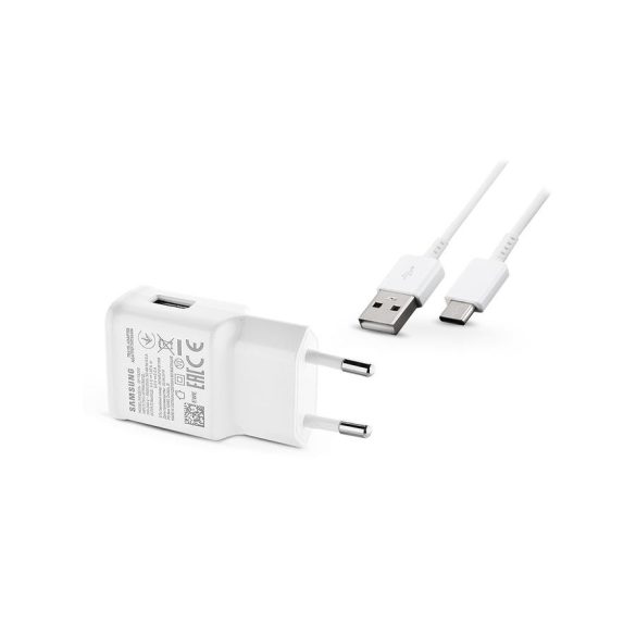 Samsung gyári USB hálózati töltő adapter + USB Type-C adatkábel - 5V/2A - EP-TA200EWE + EP-DN930 Type-C - fehér (ECO csomaglás)