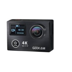   	 GEEKAM - akciókamera 4K/30fps 20MP duplaképernyős, WiFi, vízálló, 170°-os széles látószögű objektív csuklós távirányítóval 2x1050mAh elemekkel és tartozékokkal