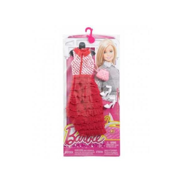 Barbie ® baba ruha, eredeti, modern sziluett pink elegáns piros hosszú ruha