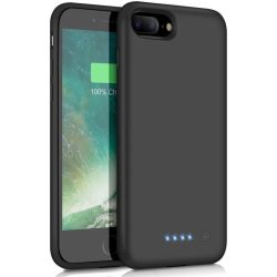   Akkumulátor tok iPhone 6 Plus / 7 Plus / 8 Plus készülékhez, 8500 mAh hordozható akkumulátorcsomag Újratölthető intelligens védőtokiPhone 6 Plus / 7 Plus / 8 Plus külső 5,5 hüvelykes töltőtok - fekete